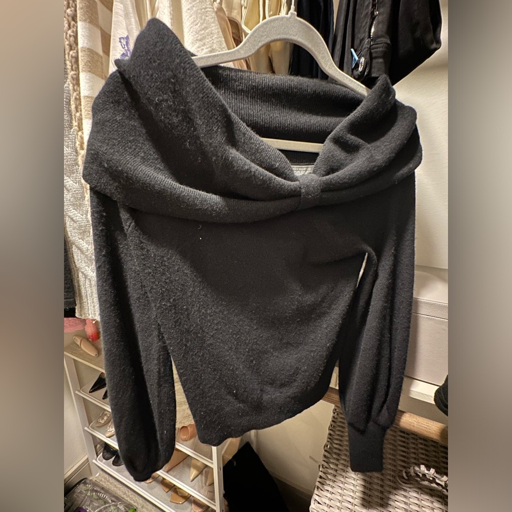 Neiman Marcus Black Off-the-Shoulder Sweater